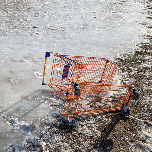 Shopping cart on ground